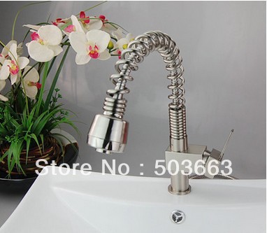 Wholesale New Nickle Kitchen Brass Faucet Basin Sink Pull Out Spray Single Handle Mixer Tap S-783