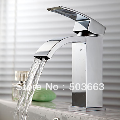 chrome waterfall faucet solid brass bathroom sink mixer tap basin faucet vanity faucet basin mixer L-208