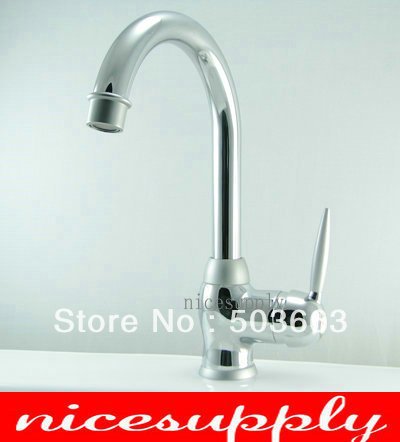 deck mounted Vessel faucet chrome swivel kitchen sink Mixer tap b495