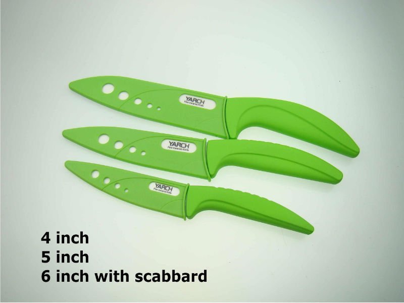 YARCH 3PCS/set , 4 inch+5 inch+6 inch  Ceramic Knife sets  with Scabbard+Retail box, 2 colors select,CE FDA certified