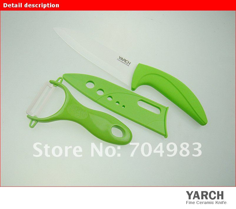 YARCH 2pcs/set, 6 inch+peeler Ceramic Knife sets  with Scabbard + Retail box, 2 color can select,CE FDA certified,