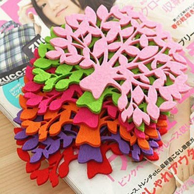 Colorful Felt Tree Design Cartoon Cup Mat Sweet Cup Pad Coasters Cup Cushion Cooking Tools Free Shipping