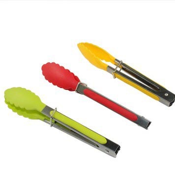 Free Shipping Food Grade 9.45 Inch Silicone Cake Catering Bread Tongs BBQ Helper 3 colors High Quality Kitchen Tools CV3115
