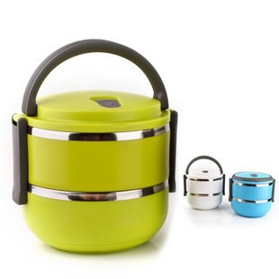 Homio Double Layer Stainless Steel Children Lunch Box 1.4L Keep Warm Food Container For Kids