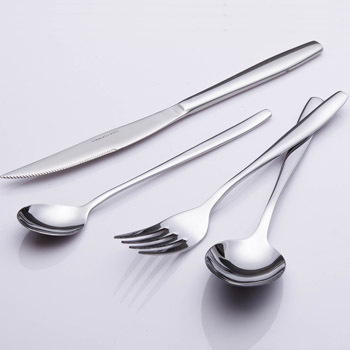 Stainless Steel Cutlery Set 8" Dinner Fork&Spoon+9" Steak Knife+7" Tea Spoon High Quality 1 Set 4Pcs