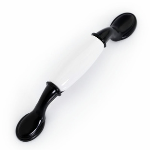 AA00B 96mm hole distance long and flat black and white ceramic handle for drawer/wardrobe/cupboard/cabinet