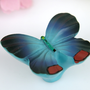 M5007 blue and black butterfly with two red dots cartoon resin knobs for drawer/cabinet