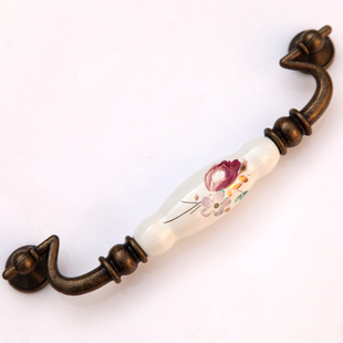 AE09AB 155mm(flexible) bronze tulip hanging ceramic handle for drawer/wardrobe/cupboard