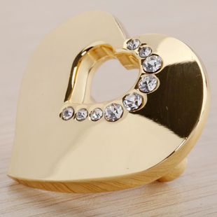 8503 15mm hole distance heart-shaped mirror crystal knob with diamond for drawer/cupboard/cabinet