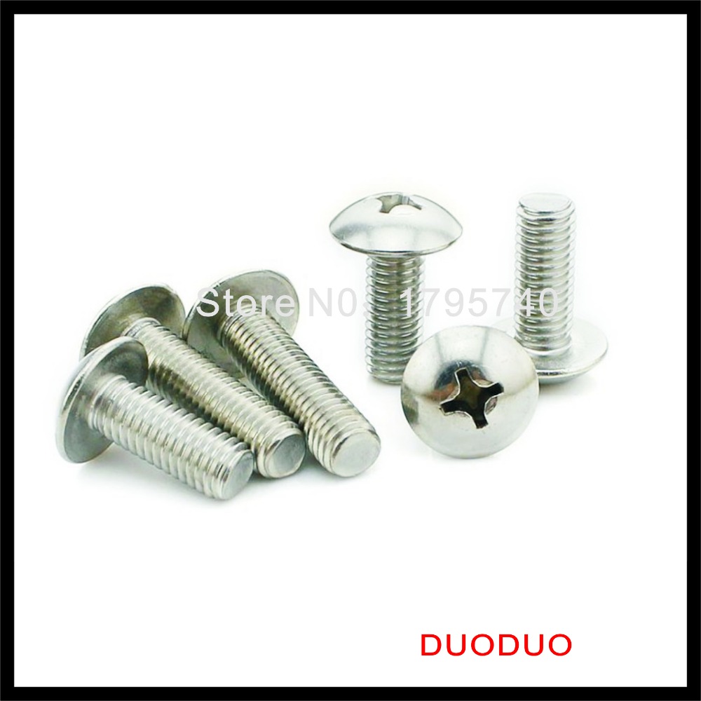 100 pieces m4 x 18mm 304 stainless steel phillips truss head machine screw