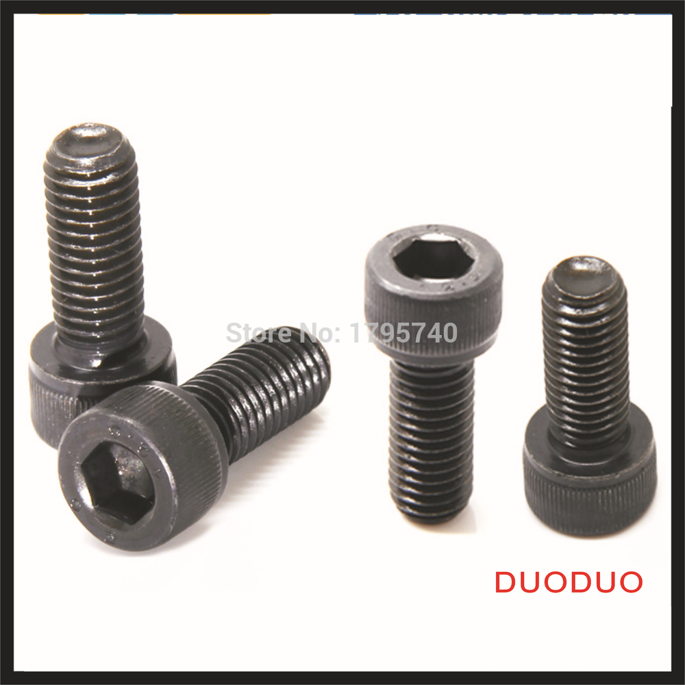 100pc din912 m6 x 16 grade 12.9 alloy steel screw black full thread hexagon hex socket head cap screws