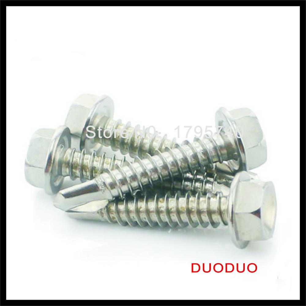 100pcs din7504k st5.5 x 50 410 stainless steel hexagon hex head self drilling screw screws