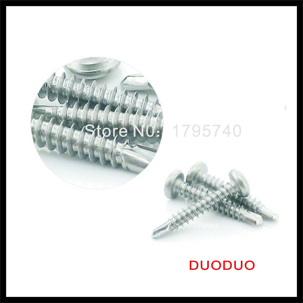 100pcs din7504n st4.2 x 38 410 stainless steel phillips pan head self drilling screw cross recessed raised cheese head screws