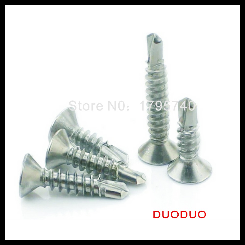 100pcs din7504p st4.2 x 19 410 stainless steel cross recessed countersunk flat head self drilling screw screws