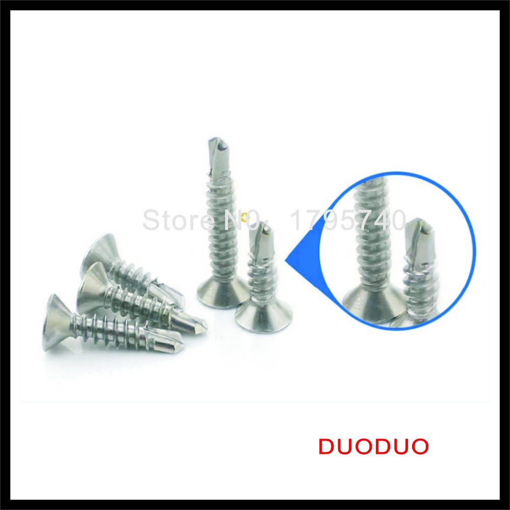 100pcs din7504p st5.5 x 32 410 stainless steel cross recessed countersunk flat head self drilling screw screws