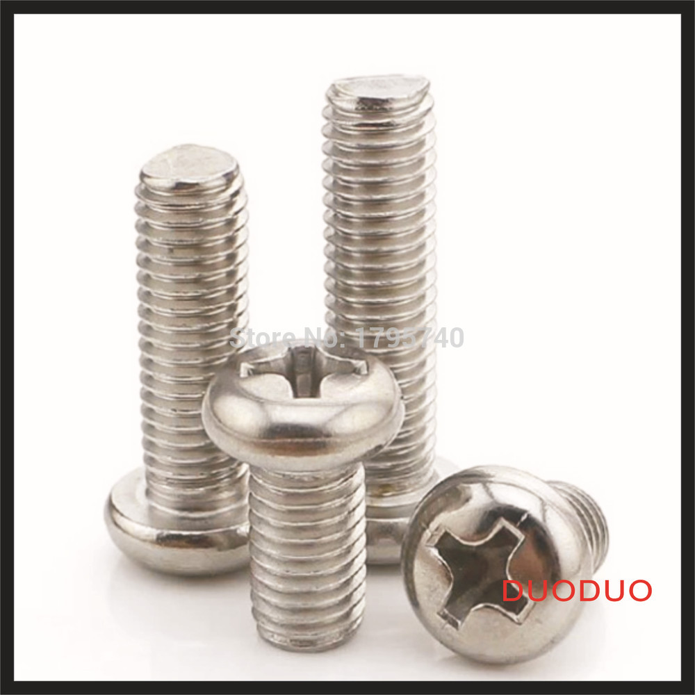 100pcs din7985 m3 x 45 a2 stainless steel pan head phillips screw cross recessed raised cheese head screws - Click Image to Close