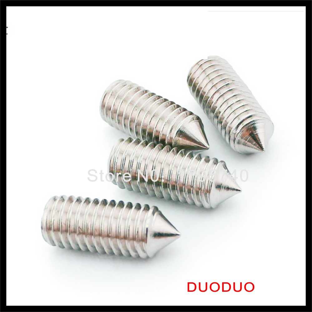 100pcs din914 m4 x 20 a2 stainless steel screw cone point hexagon hex socket set screws
