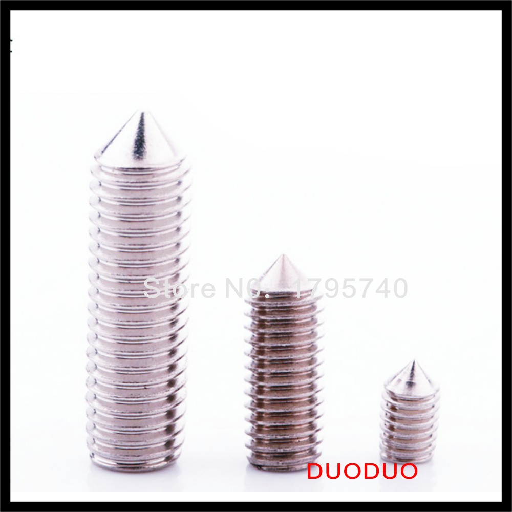 100pcs din914 m4 x 6 a2 stainless steel screw cone point hexagon hex socket set screws