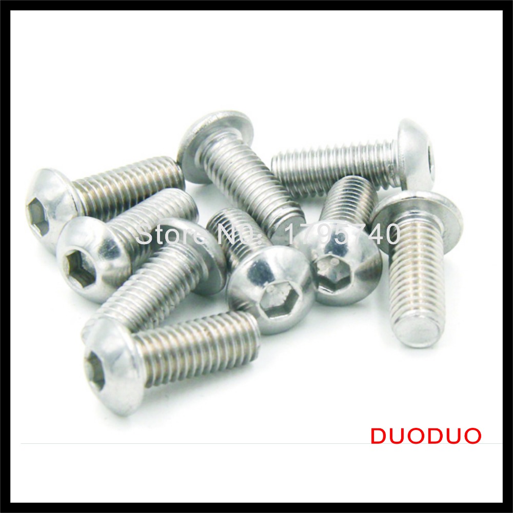 100pcs iso7380 m3 x 50 a2 stainless steel screw hexagon hex socket button head screws
