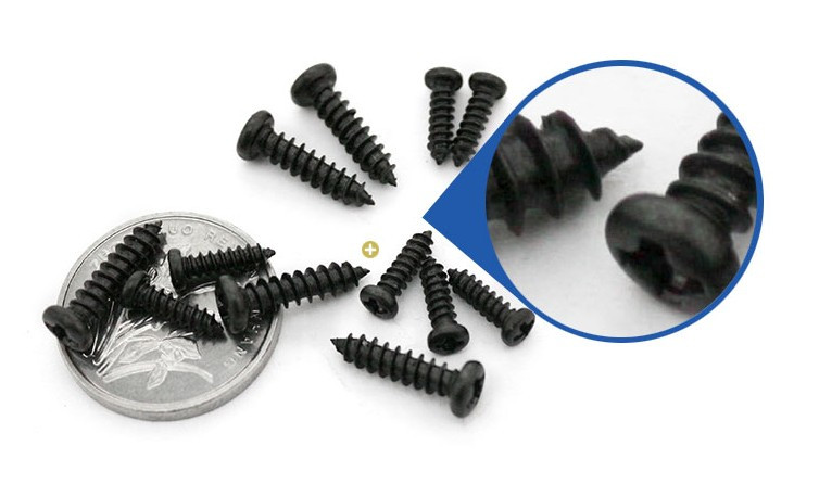 100pcs/lot m3*6 3mm steel with black oxide phillips round pan head self tapping screw