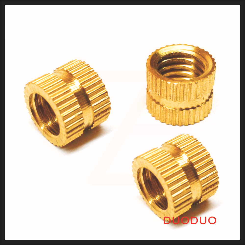 100pcs m6 x 14mm x od 10mm injection molding brass knurled thread inserts nuts