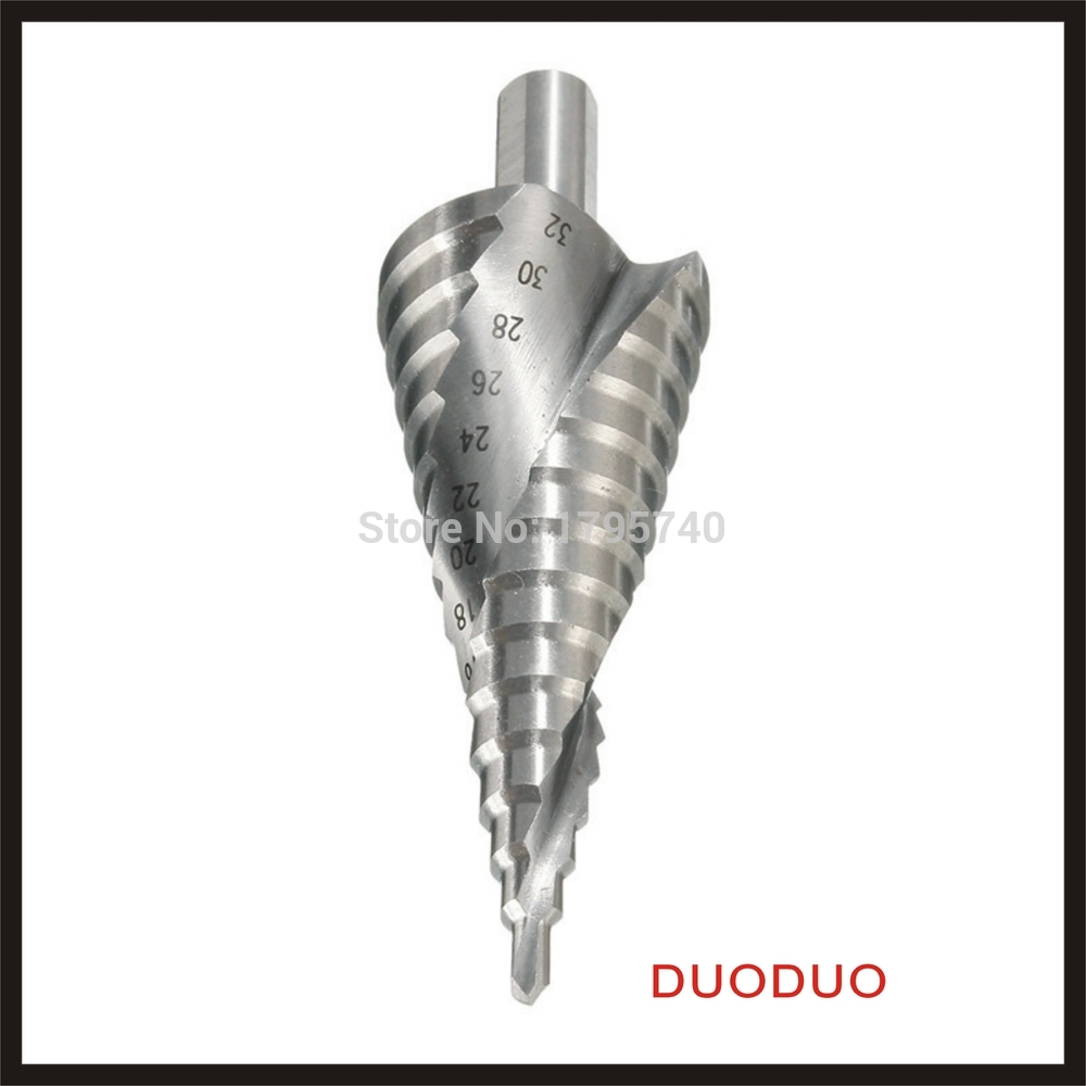1pc 4-32mm hss hex shank spiral groove step cone drill bit hole cutter drop forged heat treated high speed steel power tools - Click Image to Close