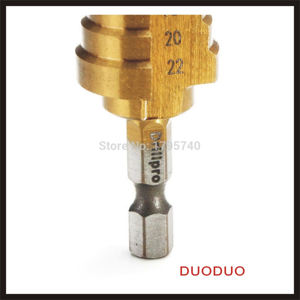 1pc hex titanium step cone drill bit hole cutter 4-22mm hss 4241 for sheet metal wood drilling power tools