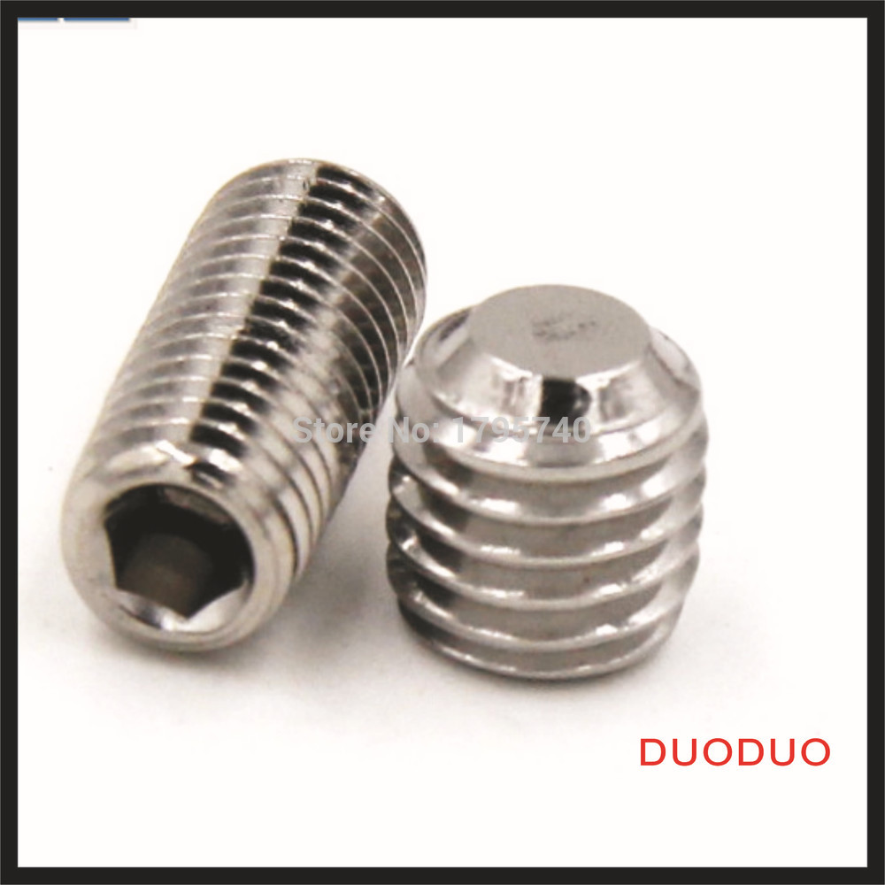 2pcs din913 m10 x 45 a2 stainless steel screw flat point hexagon hex socket set screws