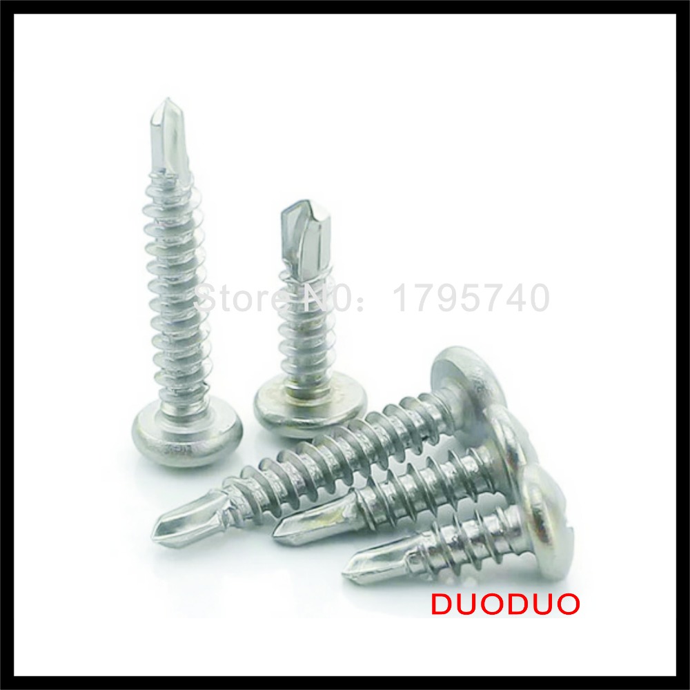 100pcs din7504n st4.2 x 45 410 stainless steel phillips pan head self drilling screw cross recessed raised cheese head screws - Click Image to Close