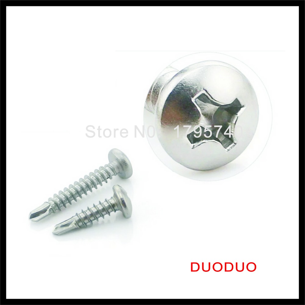100pcs din7504n st5.5 x 38 410 stainless steel phillips pan head self drilling screw cross recessed raised cheese head screws - Click Image to Close