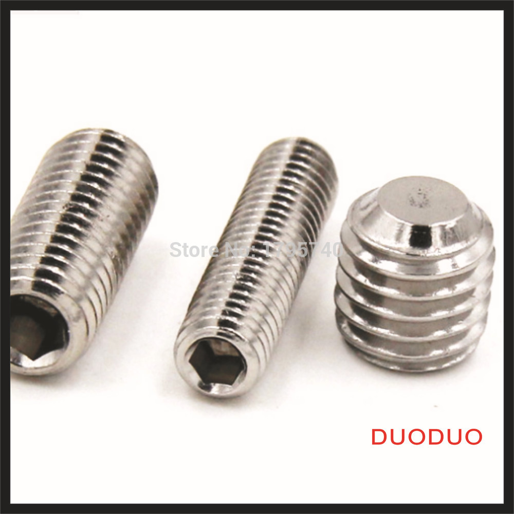 100pcs din913 m4 x 12 a2 stainless steel screw flat point hexagon hex socket set screws - Click Image to Close