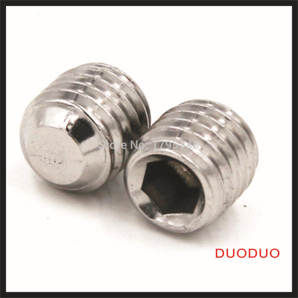 10pcs din913 m10 x 12 a2 stainless steel screw flat point hexagon hex socket set screws
