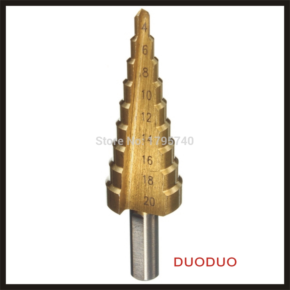 1pcs 4-20mm metal steel step drill bit hss titanium coated triangle shank pagoda shape hole cutter cut tool - Click Image to Close