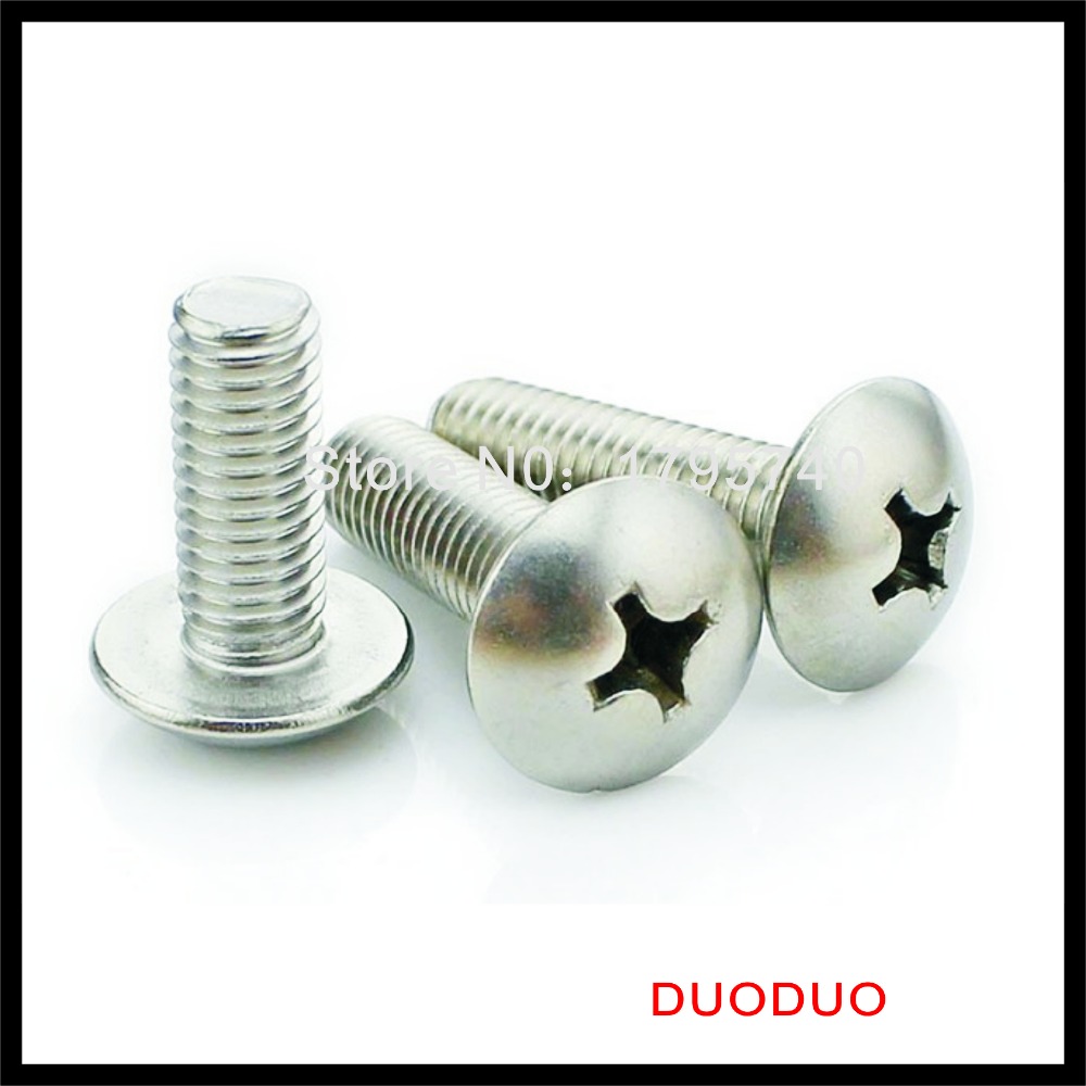 20 pieces m6 x 60mm 304 stainless steel phillips truss head machine screw