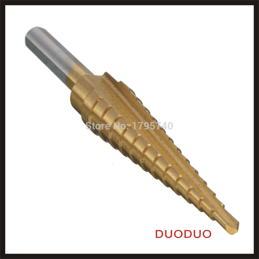 new arrival 1pc 3/16--1/2" step drill bit set titanium coated high speed steel step drill hole cutter power drills low price