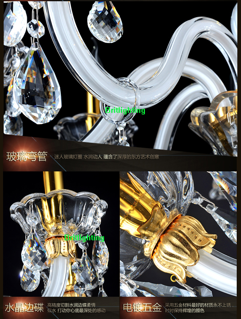 12-lights white modern chandelier lighting crystal gold chandeliers luxury modern k9 crystal chandelier for master room