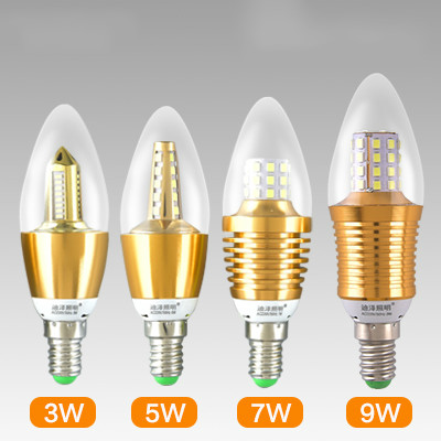 3w/5w/7w led e14 candle bulb warm white/cool white chandelier lighting lamp silver/gold candle light 360 degree ac85-265v
