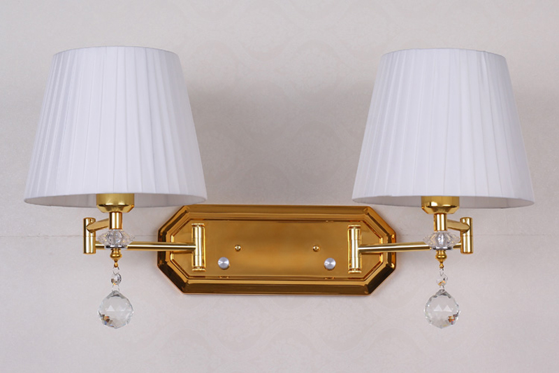 adjustable double arm wall sconce dimmer switch wall light vintage wall lamp bedroom hallway wall lamps fabric cover - Click Image to Close