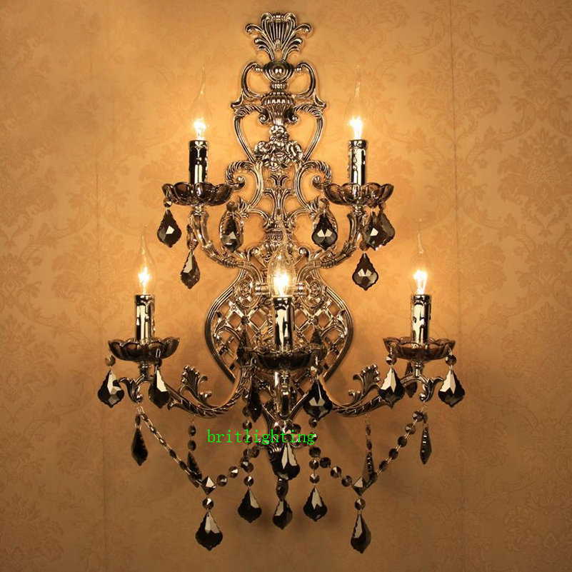 aluminum wall lights living room retro wall lamps led silver bedside lamp crystal reading lights reading wall lamp el lamp - Click Image to Close