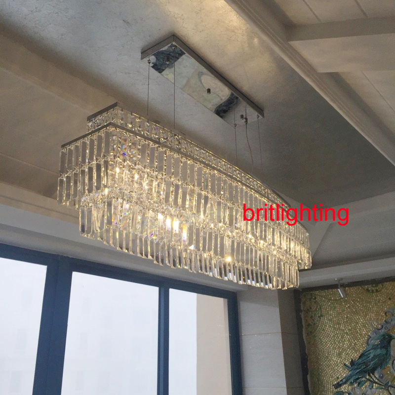 contemporary crystal cafe light luminaire dining room round & square pendant lights k9 crystal led lamp rectangular pendant lamp