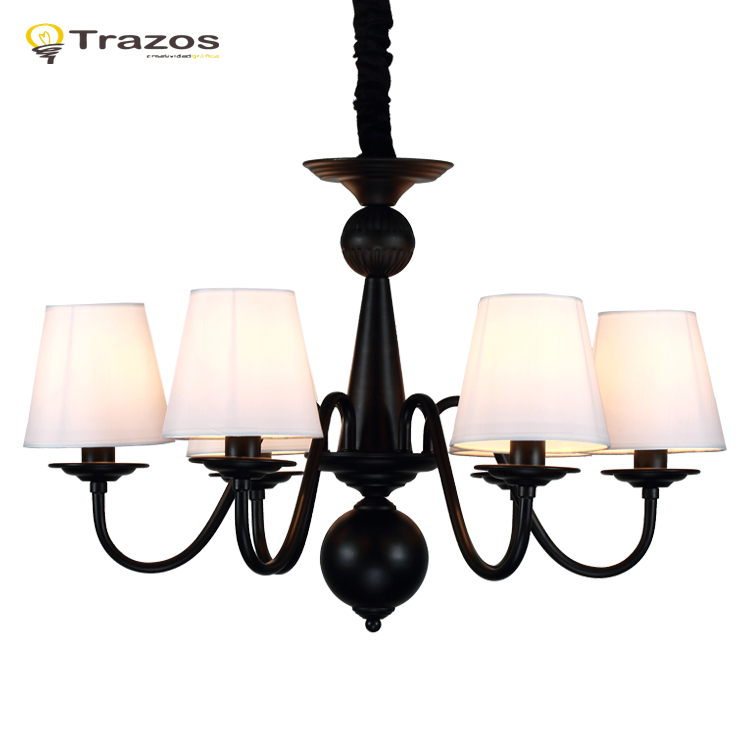 creative fabric modern chandelier for living room lustres home decoration white shade wrought iron iustre