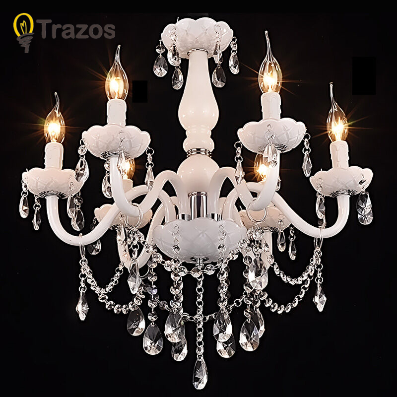 european style white crystal chandeliers modern led chandeliers for living room lustres de sala de cristal wedding decoration