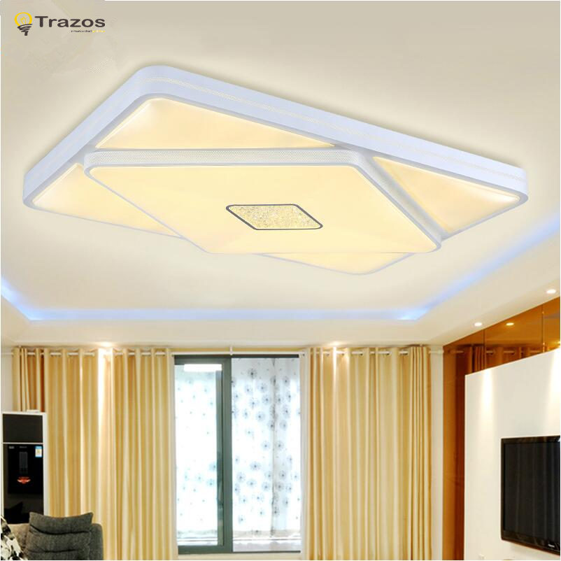 led lampshade ceiling light for living room european modern style lustres de sala plafons remote controller acrylic luminarias