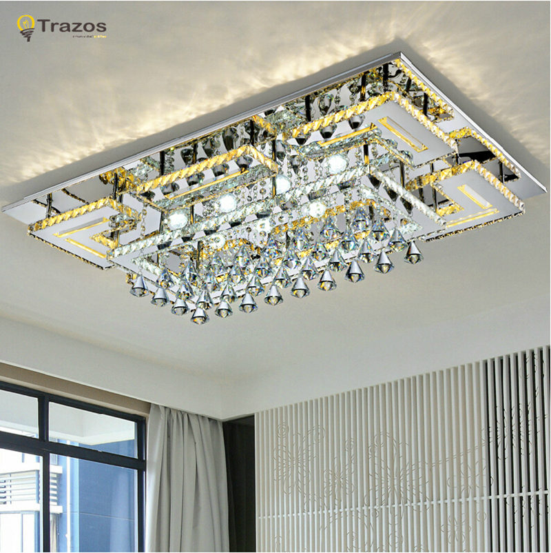 luxury modern crystal ceiling light with glass lampshade gold ceiling lamp for living room bedroom lamparas de techo abajur