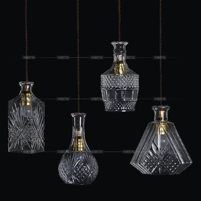 minimalist gorgeous vintage glass wine bottle pendant lights cafe-room/bar decoration pendant creative bottle light fixture