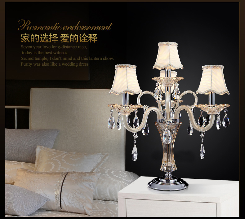 modern crystal table lamps with fabric lampshade led table lamps fabric cover bedroom table lights living room glass table lamp