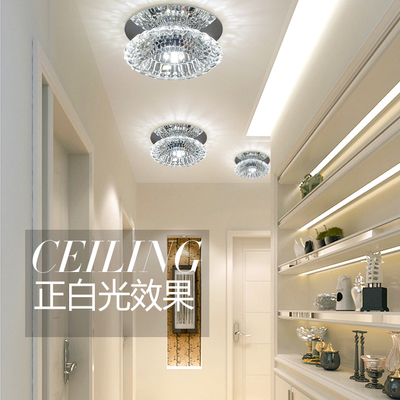 modern embedded crystal led hallway ceiling light 3w/5w crystal aisle ceiling lamp 220v/110v warm white/cool white plafonnier
