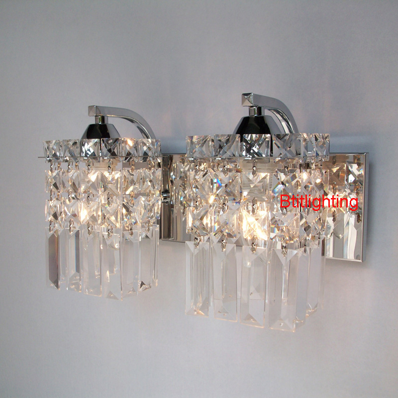 simple and modern led crystal lamp bedroom bedside wall lamp living room 2 lights wall sconce dining room wall lighting hallway
