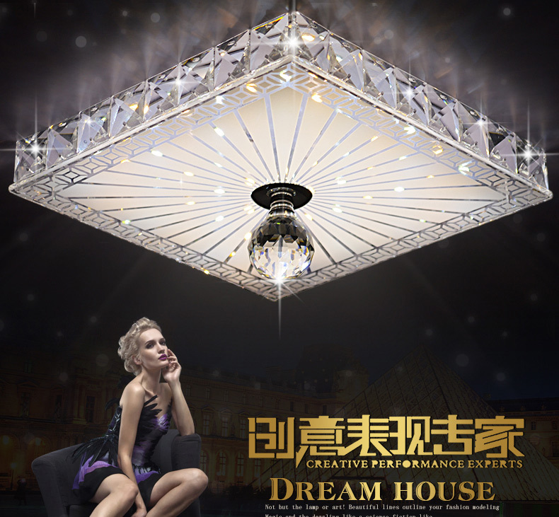 square crystal ceiling lights balcony/hallway lighting 12w recessed/surface mounted led ceiling lamps ac 100-240v19x19cm