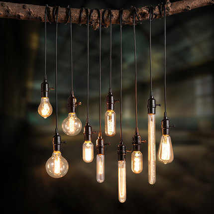 vintage industry suspension lamps edison bulb chandelier ceiling industrial luminaire for bar/cafe art deco lighting bulb e27 - Click Image to Close